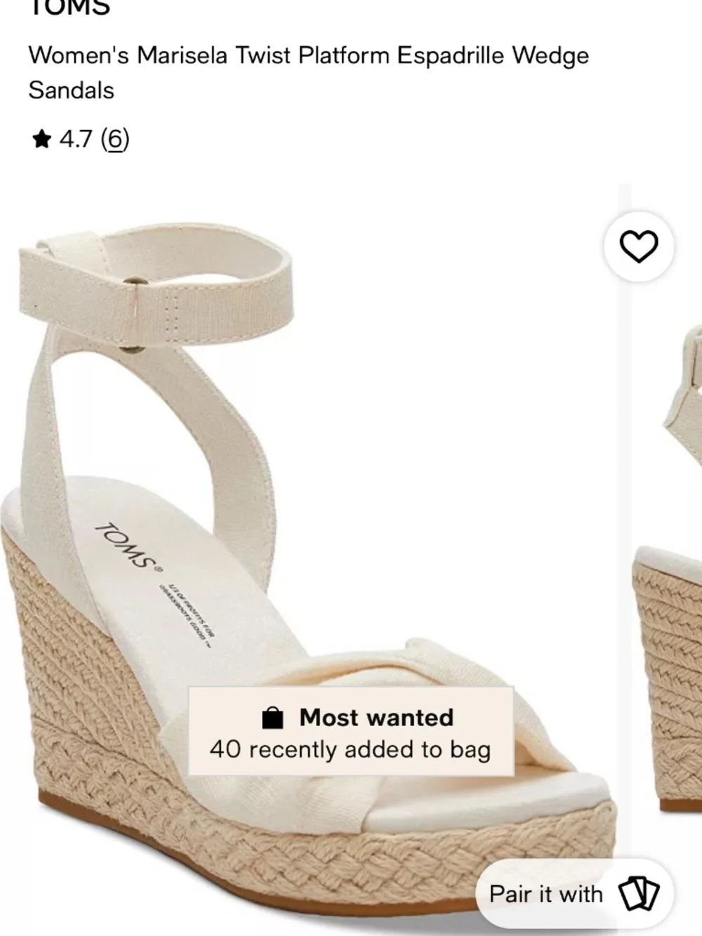 Toms Wedge size 7